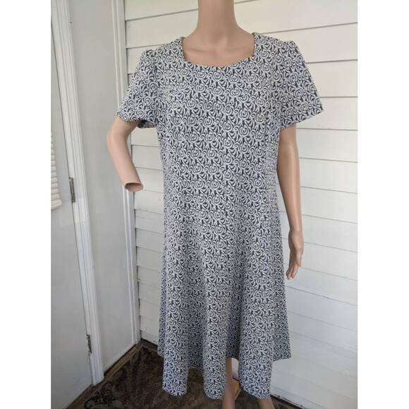 60s Mod Black Silver Metallic Print Dress Polyester Vintage L XL 40 Bust - Picture 10 of 10